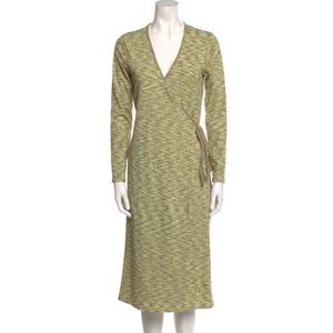 LISA SAYS GAH Green Lucille Long Sleeve Midi Wrap Dress Women's Size Large
